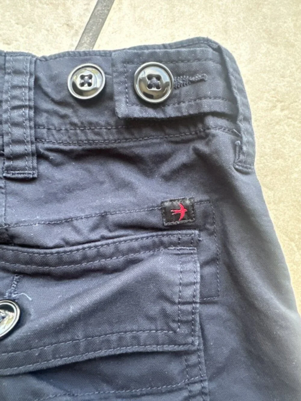 Relwen Mens Navy Blue Chino Shorts Size 34 Utility Panel Stretch Cotton 121082